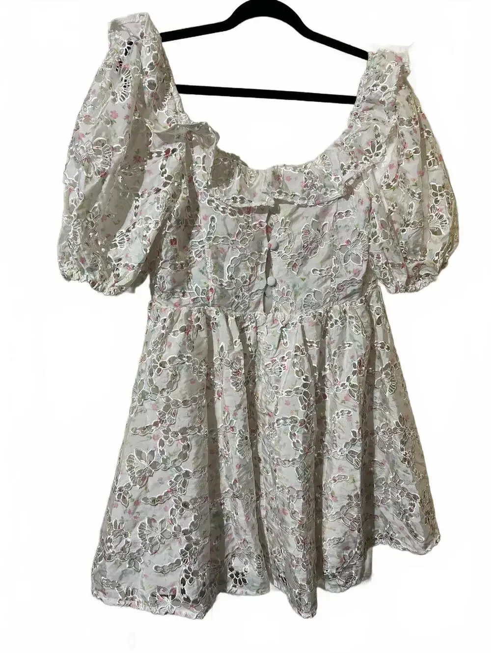 For Love & Lemons L Floral Eyelet Mini Dress cottagecore - Picture 4 of 8